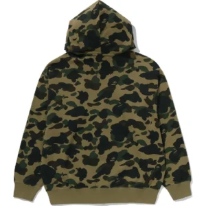 1st Camo Bape Logo Rhinestone Relaxed Fit Full ZIP Green Hoodie 2