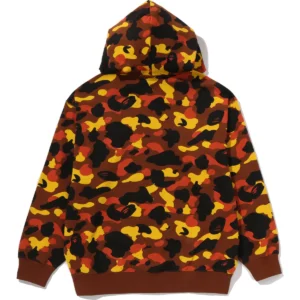 1st Camo Bape Logo Rhinestone Relaxed Fit Full ZIP Orange Hoodie 2