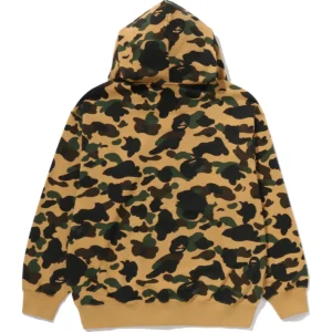 1st Camo Bape Logo Rhinestone Relaxed Fit Full ZIP Yellow Hoodie 2