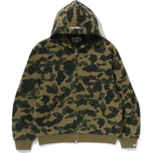 1st Camo Heavy Wash Cropped Fit ZIP Green Hoodie