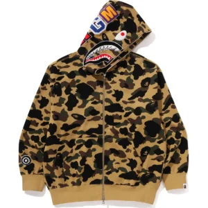 1st Camo Jacquard Shark Relaxed Fit Full ZIP Yellow Hoodie