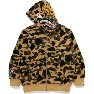 1st Camo Jacquard Shark Relaxed Fit Full ZIP Yellow Hoodie 5