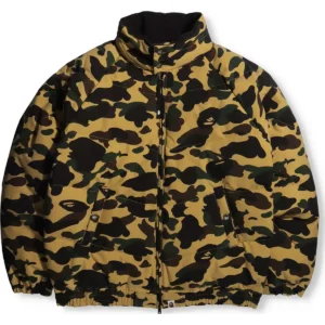 1st Camo Loose Fit Yellow Down Jacket