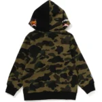 1st Camo Milo Shark Green ZIP Kids Hoodie 2