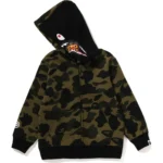 1st Camo Milo Shark Green ZIP Kids Hoodie 3