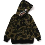 1st Camo Milo Shark Green ZIP Kids Hoodie 4