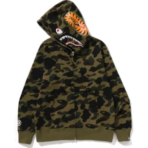 1st Camo Shark Full ZIP Green Hoodie 2