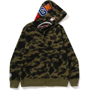 1st Camo Shark Full ZIP Green Hoodie