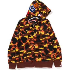 1st Camo Shark Full ZIP Orange Hoodie