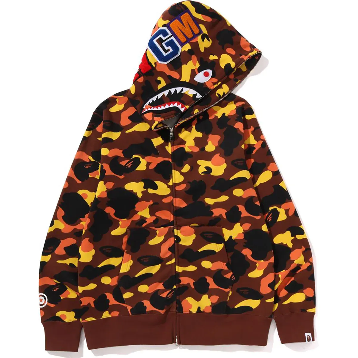 1st Camo Shark Full ZIP Orange Hoodie