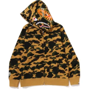 1st Camo Shark Full ZIP Yellow Hoodie 2