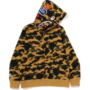 1st Camo Shark Full ZIP Yellow Hoodie