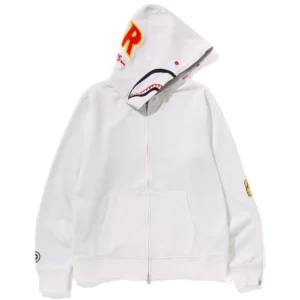 2nd Shark Full ZIP White Hoodie