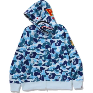 ABC Camo 2nd Shark Full ZIP Blue Hoodie 2