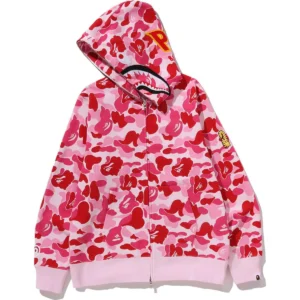 ABC Camo 2nd Shark Full ZIP Pink Hoodie 2