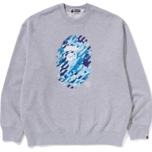 ABC Camo APE Head Relaxed Fit Gray Crewneck Sweatshirt