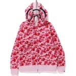ABC Camo Double Shark Full ZIP Pink Hoodie 3
