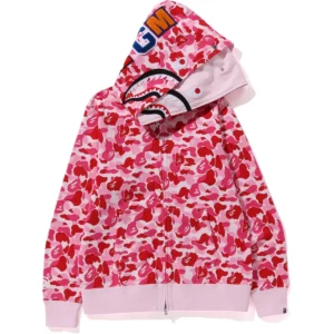 ABC Camo Double Shark Full ZIP Pink Hoodie
