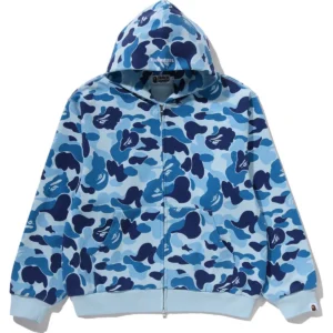 ABC Camo Heavy Wash Cropped Fit ZIP Blue Hoodie