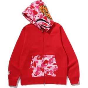 ABC Camo Shark Full ZIP Red Hoodie 2