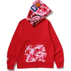 ABC Camo Shark Full ZIP Red Hoodie
