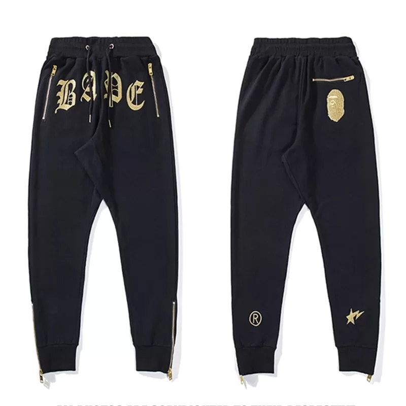 bape-ape-head-embroidery-zipper-black-trouser bape-ape-head-embroidery-zipper-black-trouser