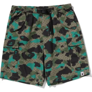 Bape By Kazuki Kuraishi Camo Belted 3 Layer Cargo Green Shorts