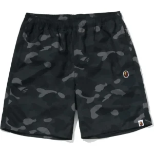 Color Camo Ape Head One Point Beach Black Shorts