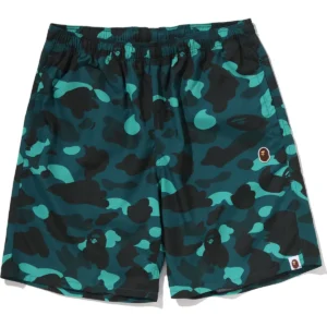 Color Camo Ape Head One Point Beach Green Shorts