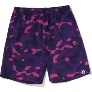 Color Camo Ape Head One Point Beach Purple Shorts
