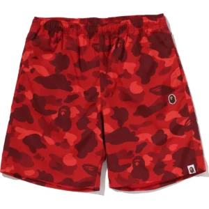 Color Camo Ape Head One Point Beach Red Shorts