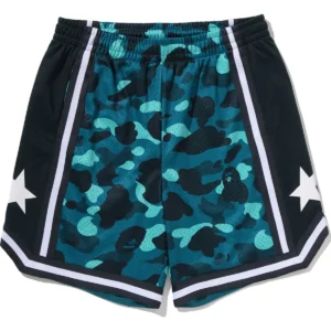 Color Camo Mesh Relaxed Fit Green Shorts