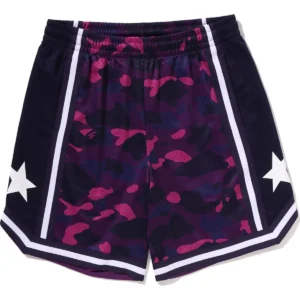 Color Camo Mesh Relaxed Fit Purple Shorts