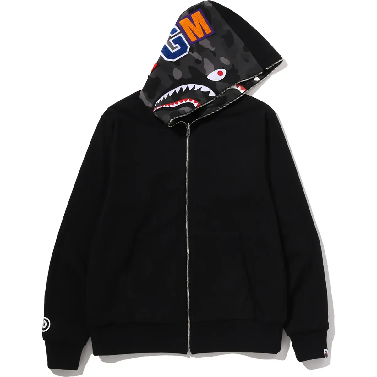 Color Camo Reversible Shark Full ZIP Black Hoodie