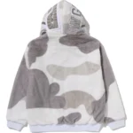 Color Camo Shark Full ZIP Sherpa White Jacket 5