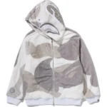 Color Camo Shark Full ZIP Sherpa White Jacket 6