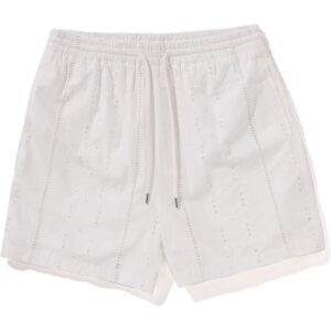 Embroidery Relaxed Fit Ivory Shorts