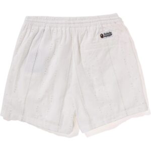 Embroidery Relaxed Fit Ivory Shorts 4