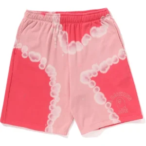 Hand Dye Relaxed Fit Red Sweat Shorts