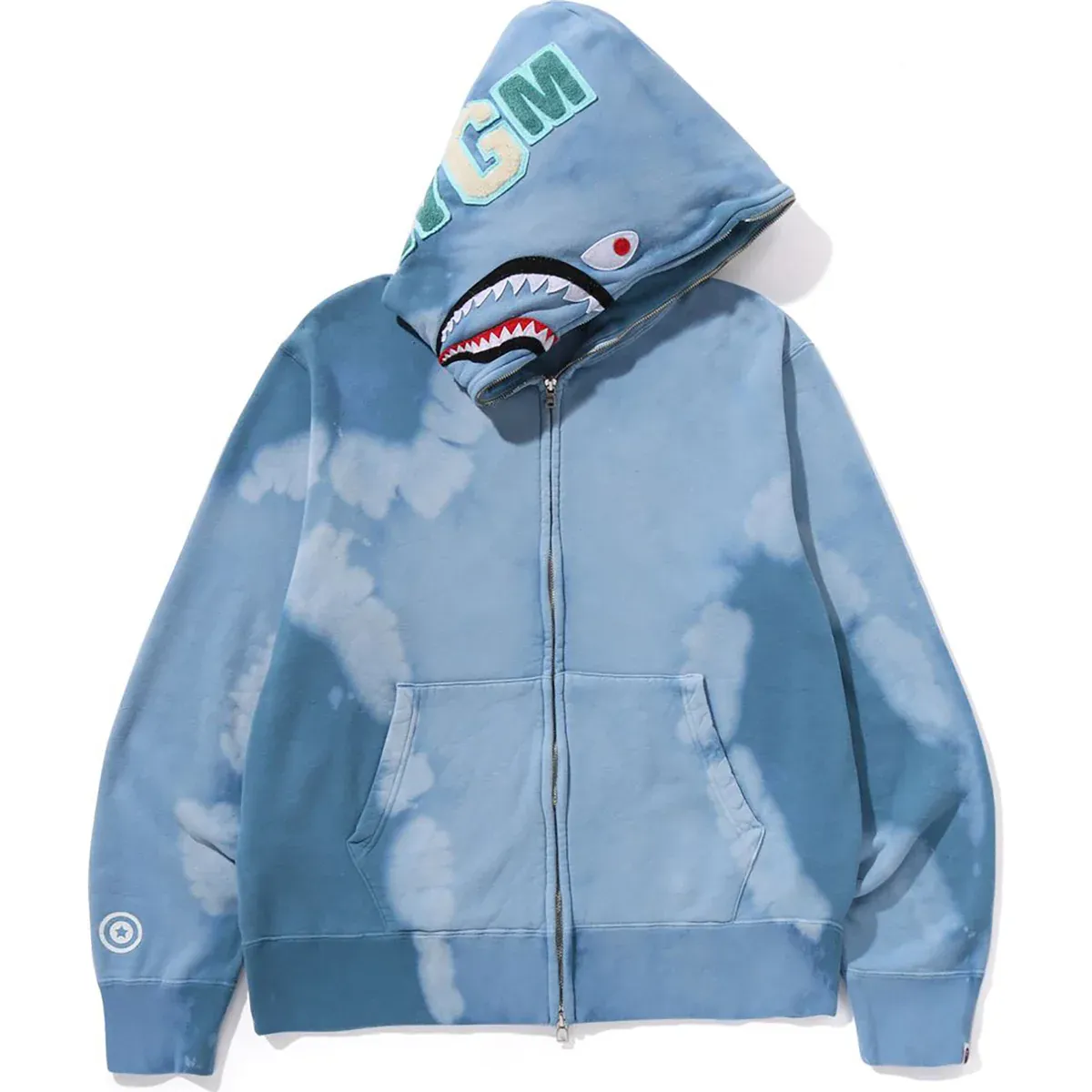 Hand Dye Shark Full ZIP Blue Hoodie