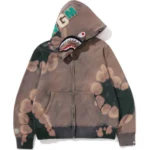 Hand Dye Shark Full ZIP Green Hoodie