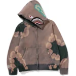 Hand Dye Shark Full ZIP Green Hoodie 5