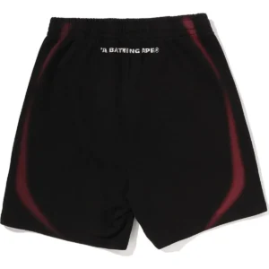 Heavy Wash Hand Draw Football Logo Relaxed Fit Black Sweat Shorts 5