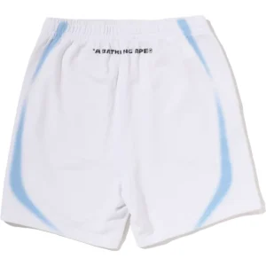 Heavy Wash Hand Draw Football Logo Relaxed Fit White Sweat Shorts 5