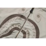 Tonal Chain Stitch Shark Beige Bomber Jacket 3