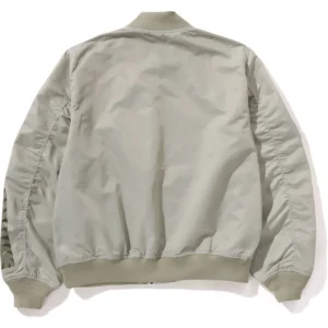 Tonal Chain Stitch Shark Beige Bomber Jacket 4