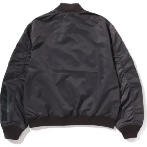 Tonal Chain Stitch Shark Black Bomber Jacket 4