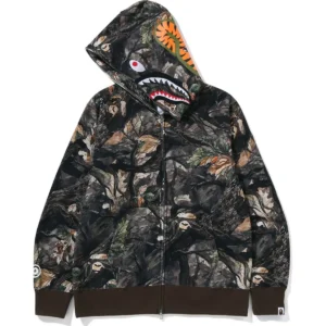 Tree Edge Camo Shark Full ZIP Brown Hoodie 2