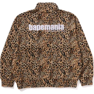 Wild Leopard Pattern Relaxed Fit Half ZIP Beige Sweatshirt 3
