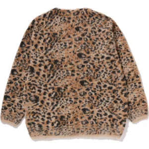 Wild Leopard Pattern Shaggy Beige Knit Cardigan 4